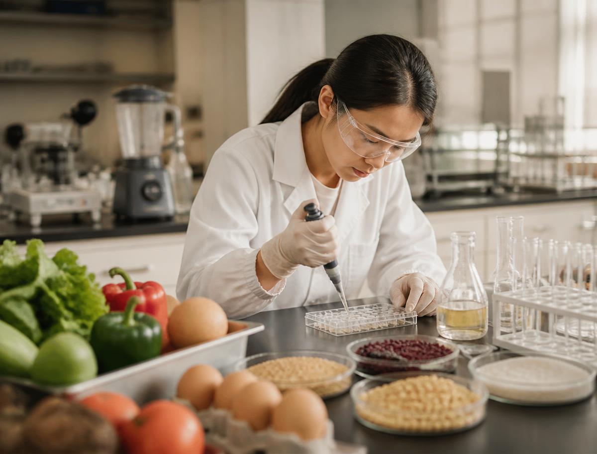 A food scientist preparing nutrition samples in a laboratory